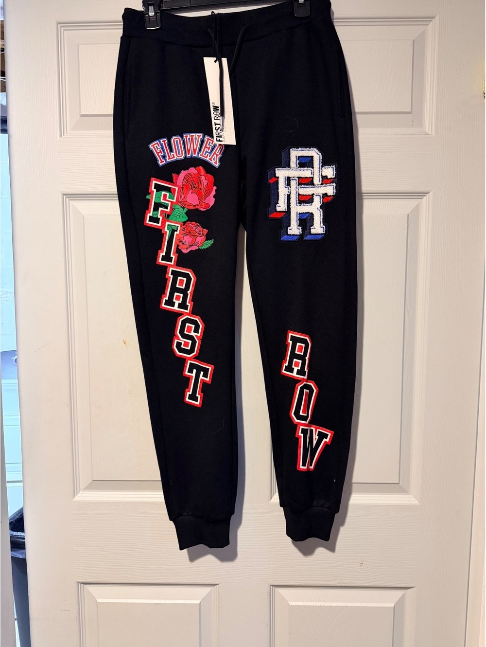 First Row black graphic jogger sweatpants